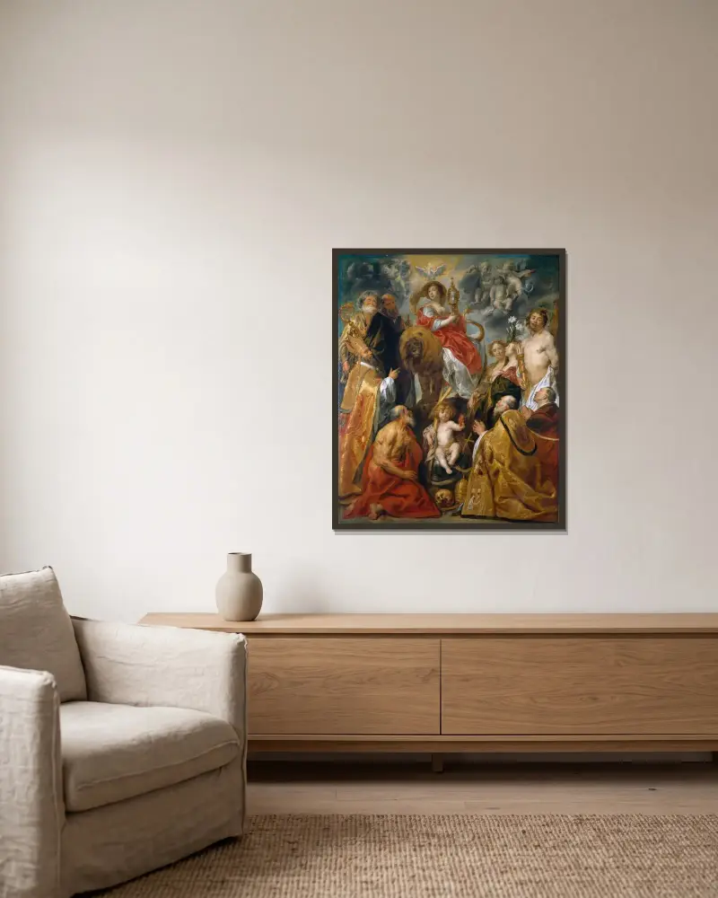 Eukaristins vördnad av Jacob Jordaens inramad på en vägg