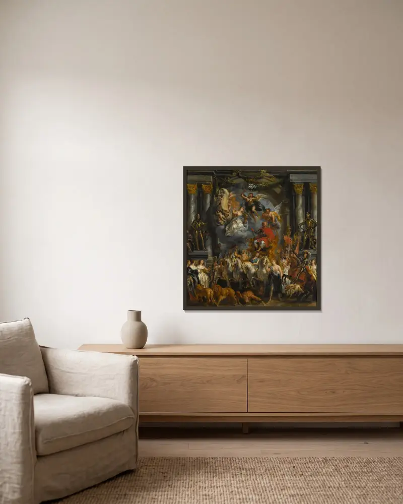 Fredrik Henriks triumf, prins av Oranien av Jacob Jordaens inramad på en vägg