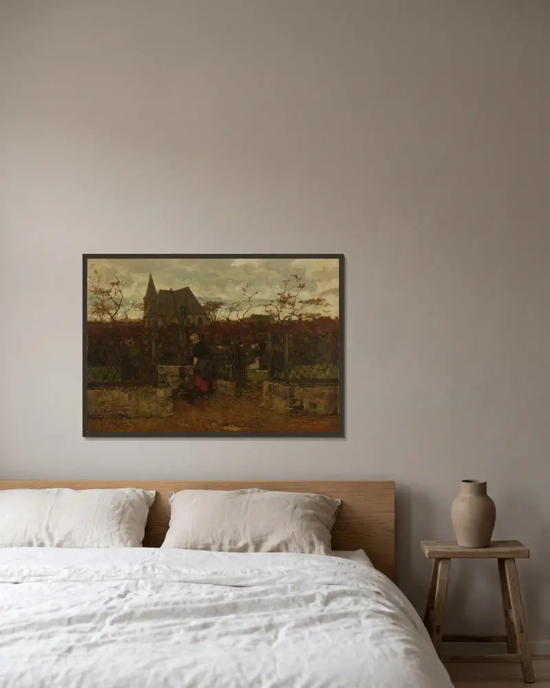 Ein Blechfeld von Jacob Maris gerahmt an einer Wand