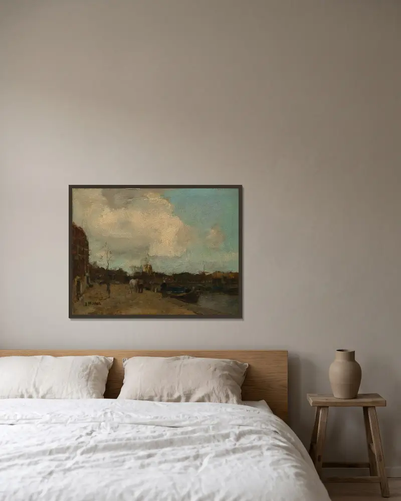 Kanal vid sidan av Jacob Maris inramad på en vägg