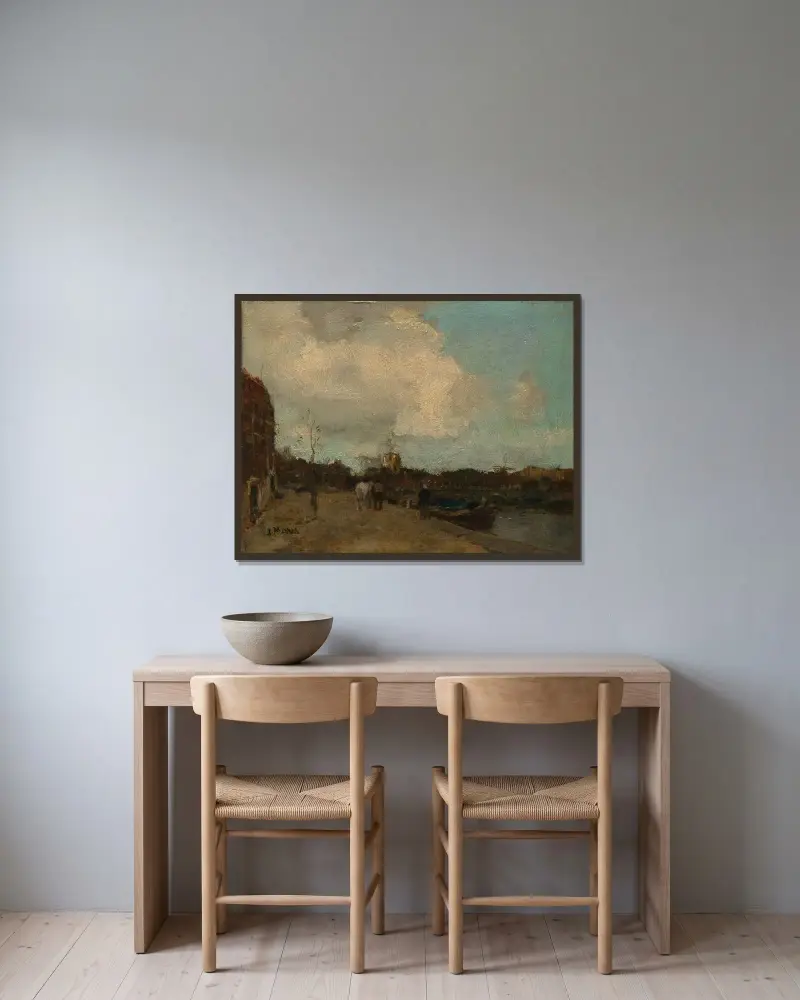 Kanal vid sidan av Jacob Maris inramad på en vägg