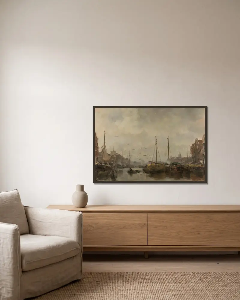 Stadtansicht von Jacob Maris gerahmt an einer Wand