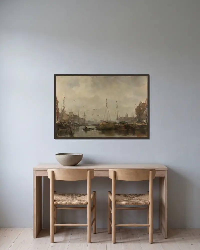 Stadtansicht von Jacob Maris gerahmt an einer Wand