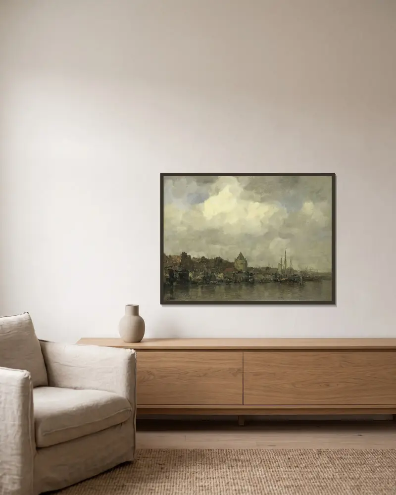 Schreierstoren från utsidan i Amsterdam av Jacob Maris inramad på en vägg
