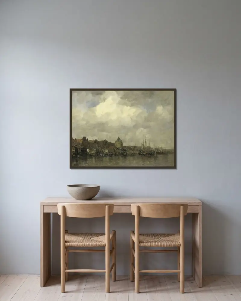 Schreierstoren från utsidan i Amsterdam av Jacob Maris inramad på en vägg