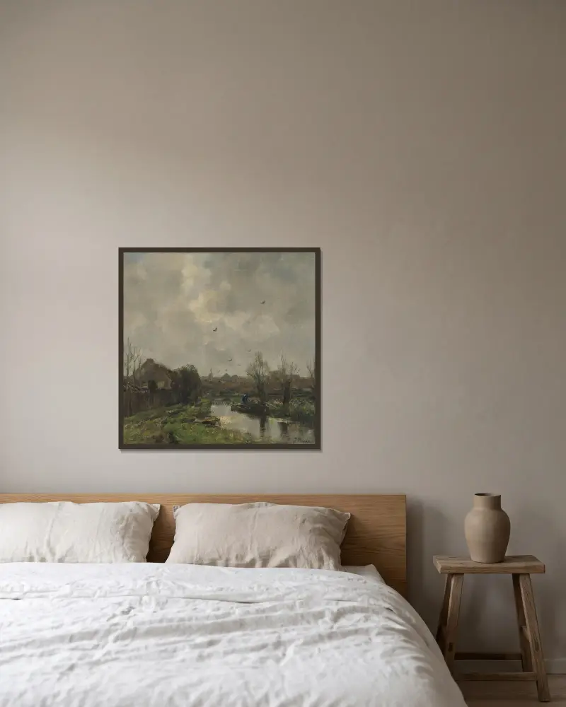 Landschap in de omgeving van Den Haag av Jacob Maris inramad på en vägg