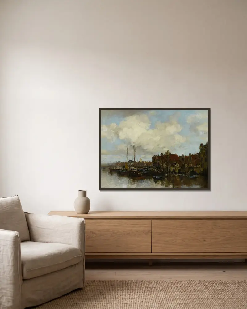 Vid Amstel av Jacob Maris inramad på en vägg