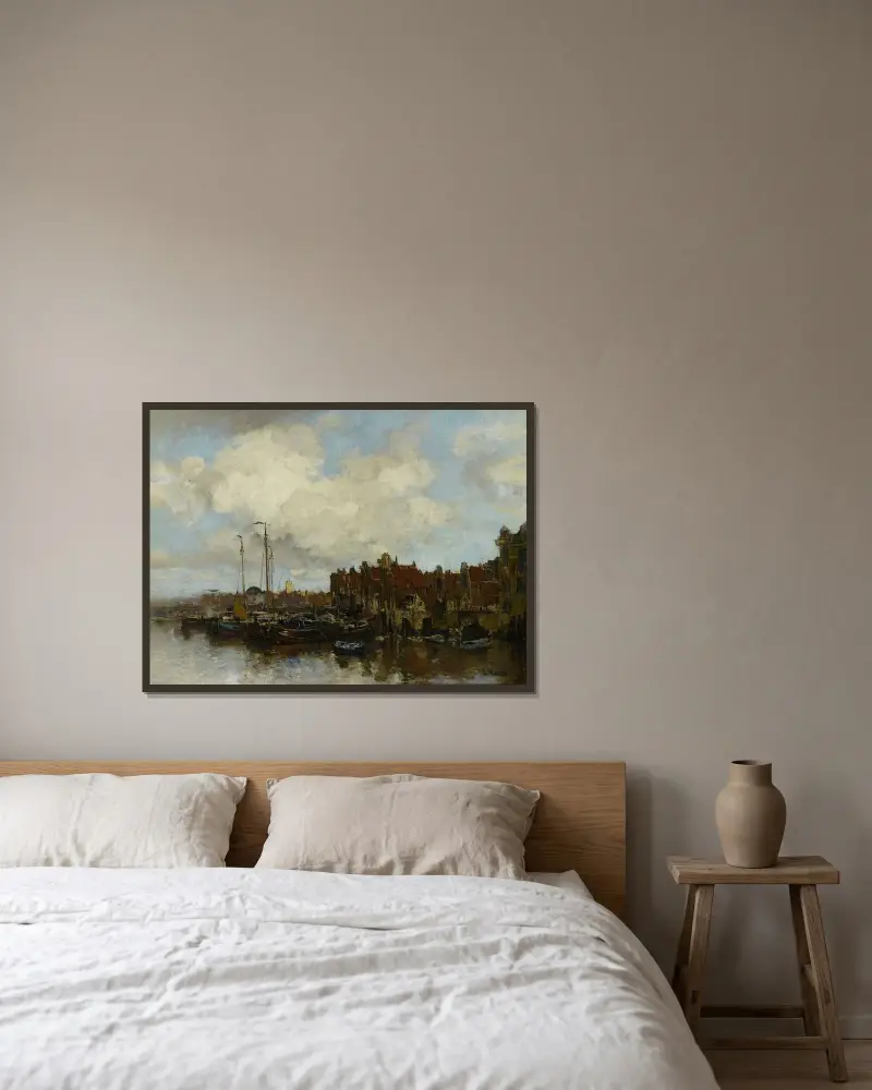 Vid Amstel av Jacob Maris inramad på en vägg