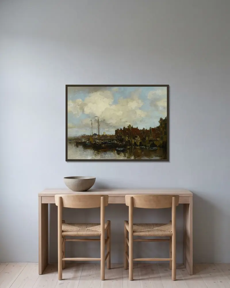 Vid Amstel av Jacob Maris inramad på en vägg