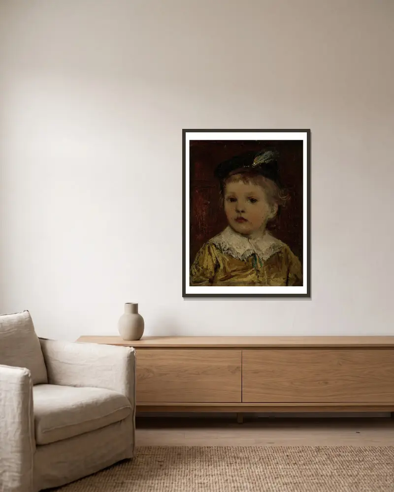 ‘Portret van Willem’, vermoedelijk Willem Matthijs Maris Jbzn, zoon van Jacob Maris av Jacob Maris inramad på en vägg