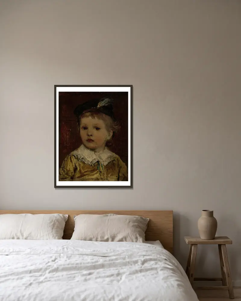 ‘Portret van Willem’, vermoedelijk Willem Matthijs Maris Jbzn, zoon van Jacob Maris av Jacob Maris inramad på en vägg