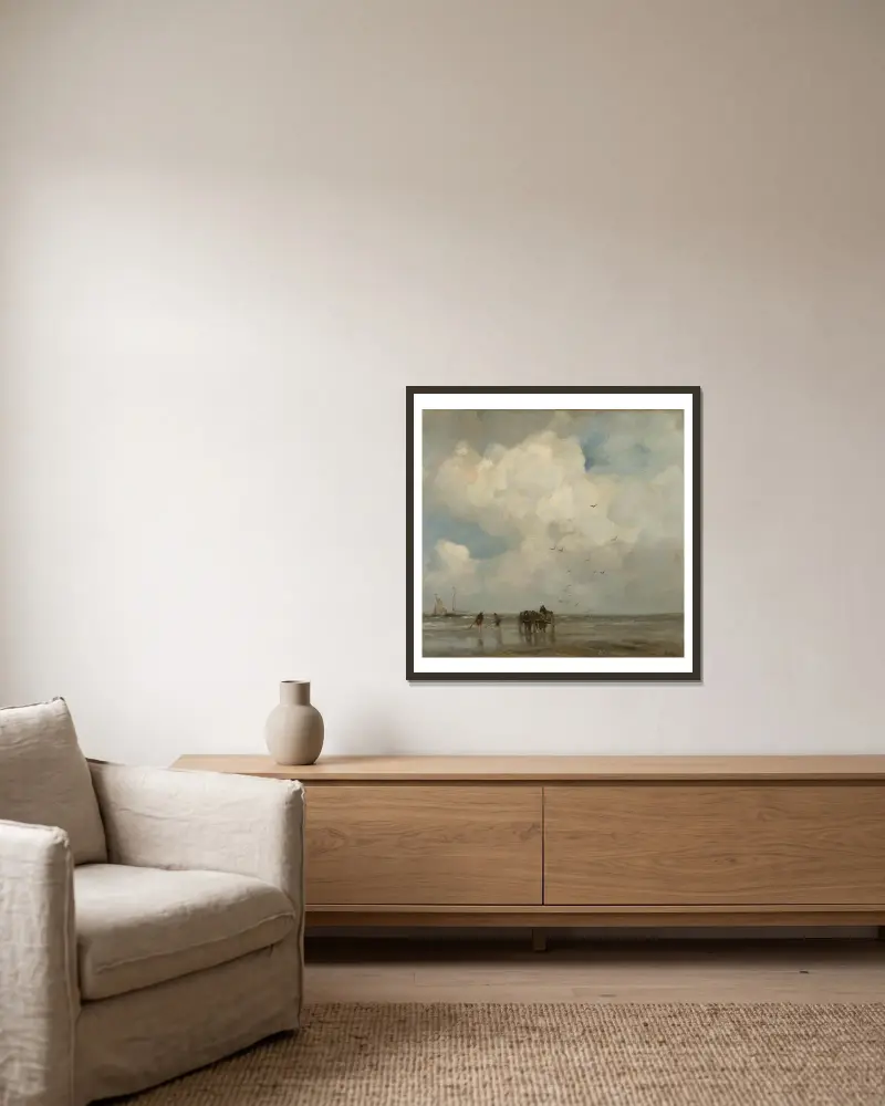 Muschelfischer von Jacob Maris gerahmt an einer Wand