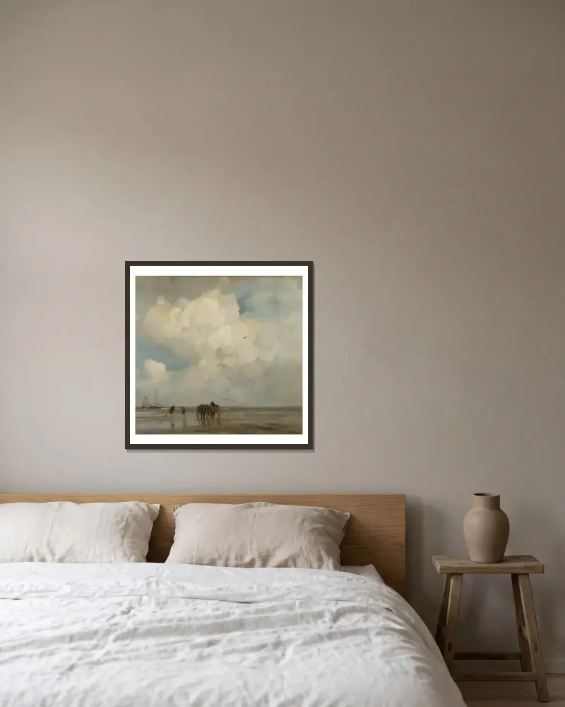 Muschelfischer von Jacob Maris gerahmt an einer Wand