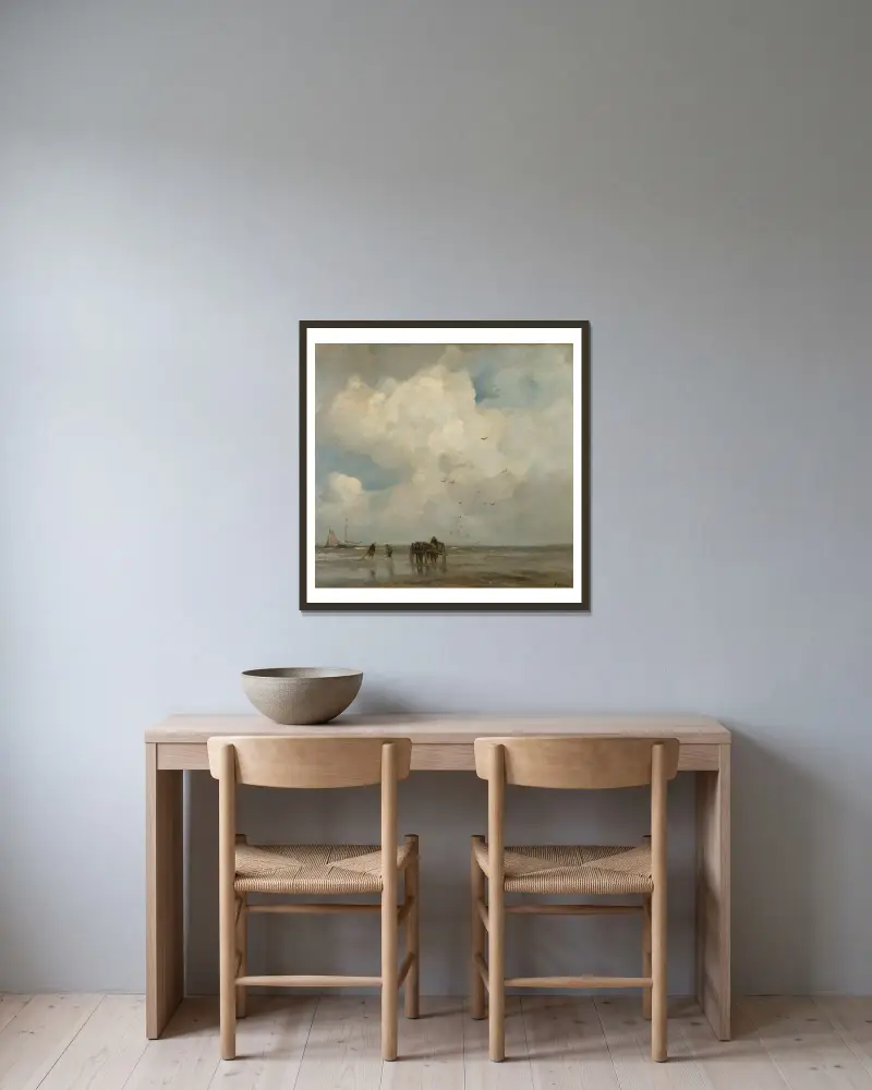 Muschelfischer von Jacob Maris gerahmt an einer Wand