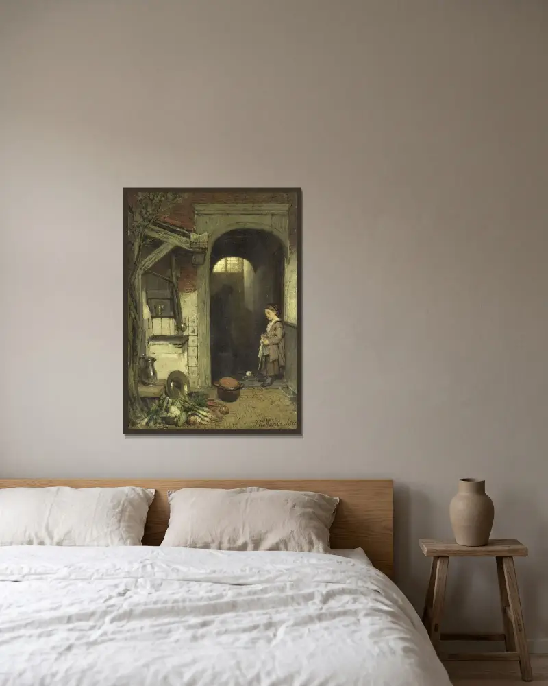 Liten innergård av Jacob Maris inramad på en vägg