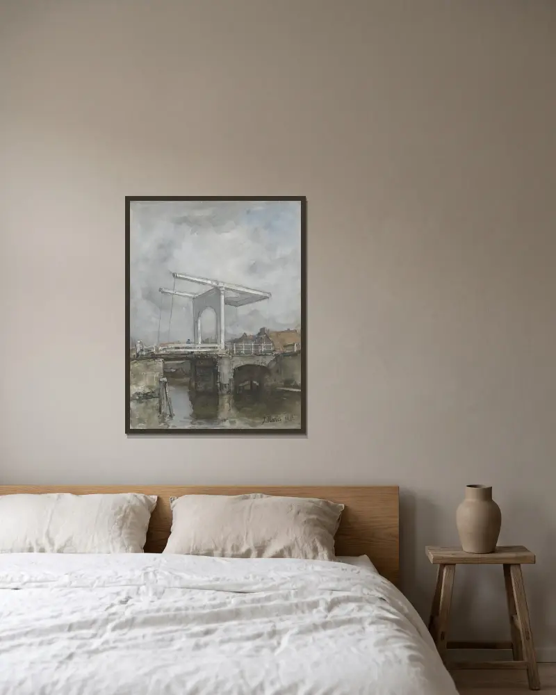 Die Zugbrücke von Jacob Maris gerahmt an einer Wand