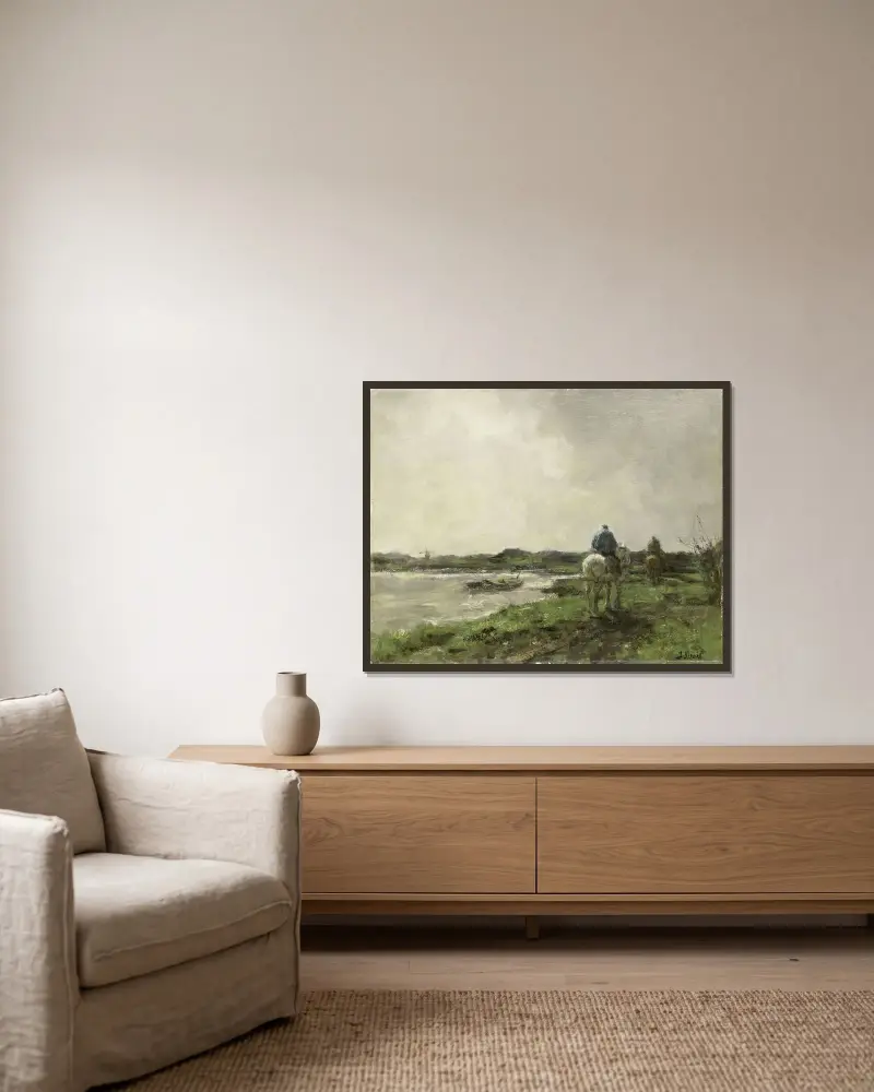 Treidelpfad von Jacob Maris gerahmt an einer Wand