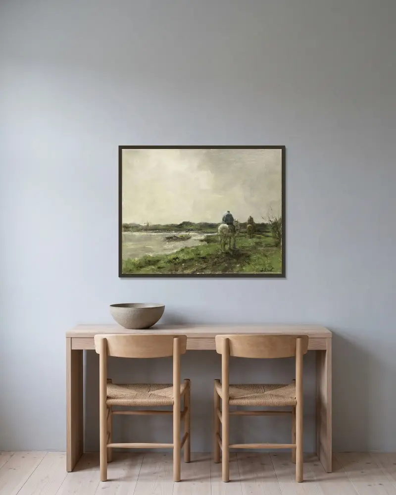 Treidelpfad von Jacob Maris gerahmt an einer Wand