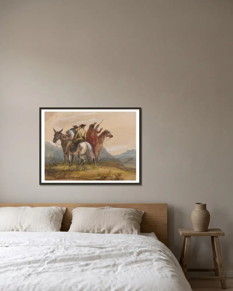 Indianischer Führer, 1837 von Alfred Jacob Miller gerahmt an einer Wand