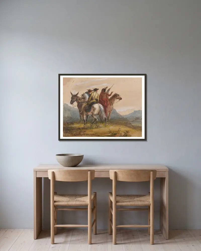 Indianischer Führer, 1837 von Alfred Jacob Miller gerahmt an einer Wand