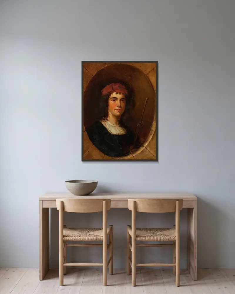 Portrait of an Artist av Alfred Jacob Miller inramad på en vägg