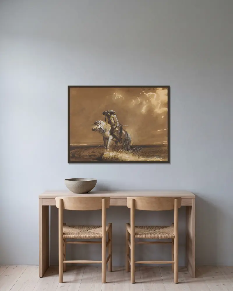 Der verlorene Grünschnabel von Alfred Jacob Miller gerahmt an einer Wand