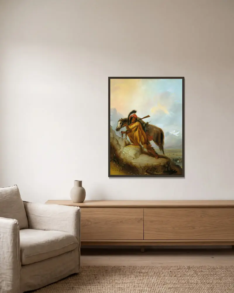 Der Scalplock von Alfred Jacob Miller gerahmt an einer Wand