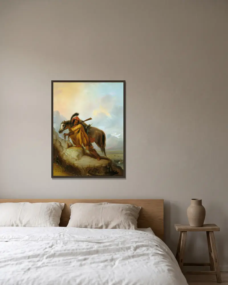 Der Scalplock von Alfred Jacob Miller gerahmt an einer Wand