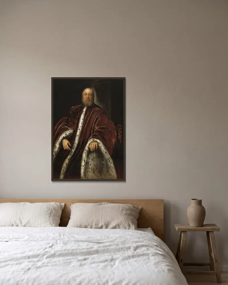 A Procurator of Saint Mark’s av Jacopo Tintoretto inramad på en vägg