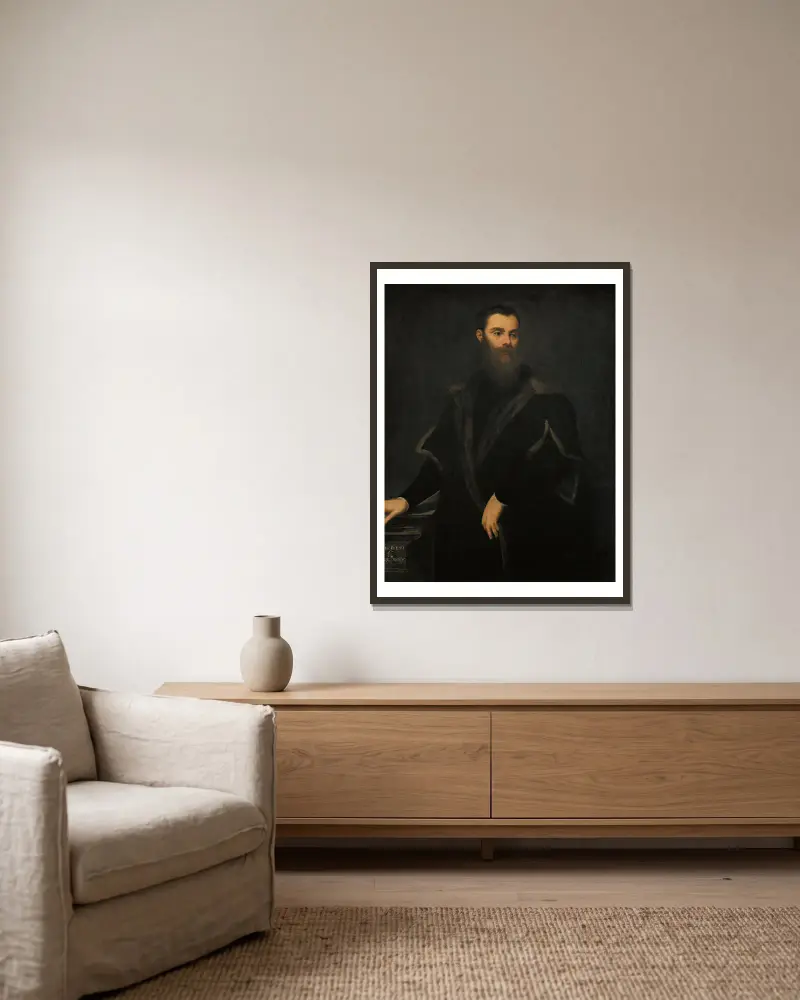 Lorenzo Soranzo av Jacopo Tintoretto inramad på en vägg