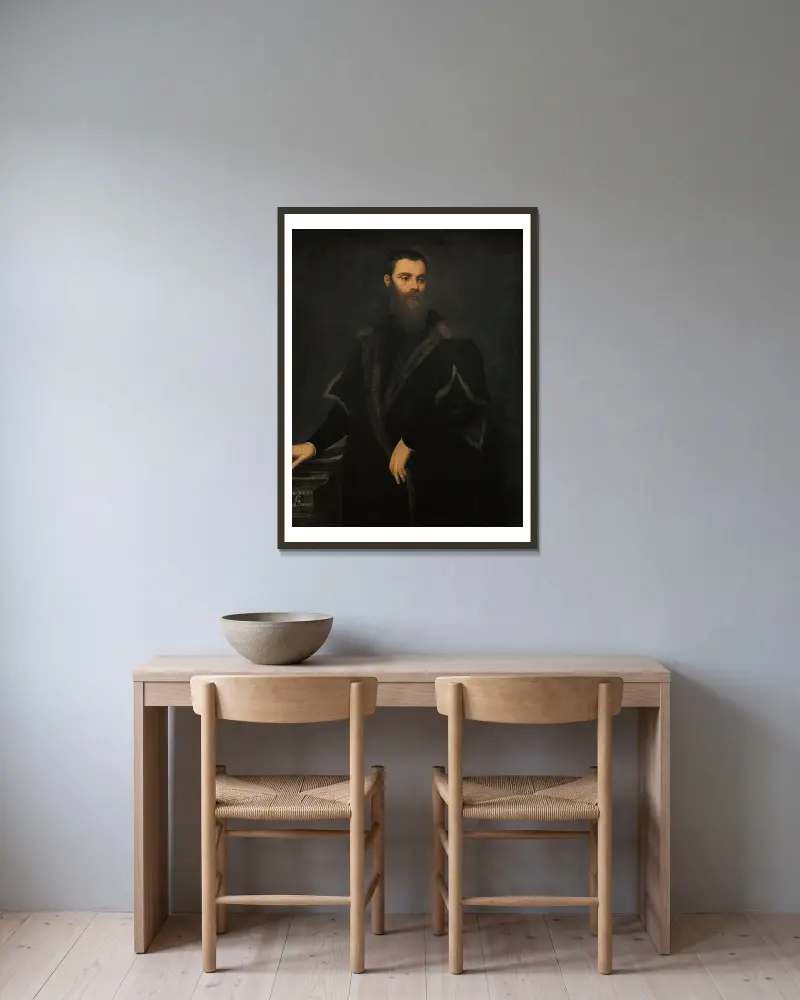 Lorenzo Soranzo av Jacopo Tintoretto inramad på en vägg