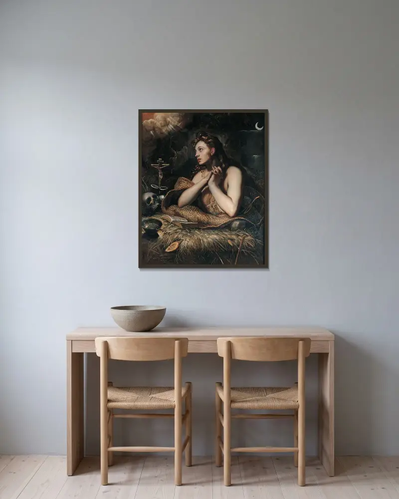 Botfärdiga Magdalena av Jacopo Tintoretto inramad på en vägg