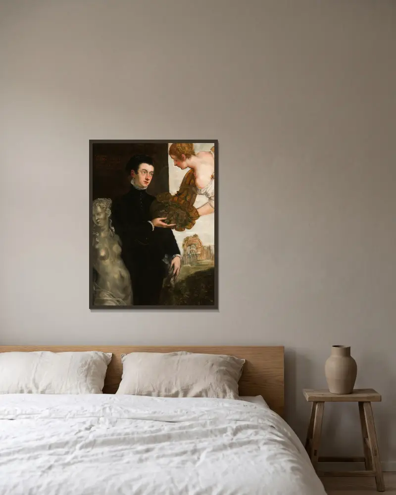 Portrait of Ottavio Strada av Jacopo Tintoretto inramad på en vägg