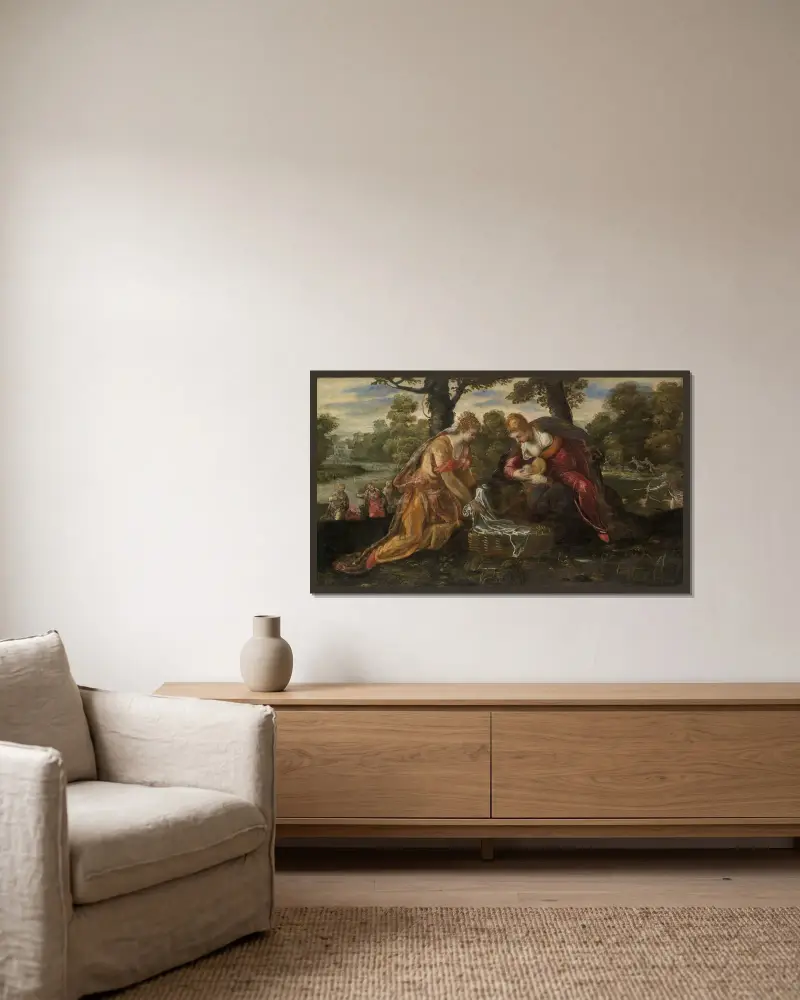 Moses hittas av Jacopo Tintoretto inramad på en vägg