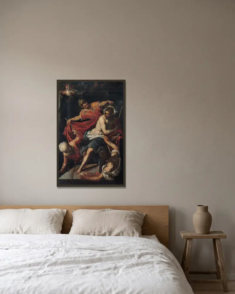 Gisslingen av Jacopo Tintoretto inramad på en vägg
