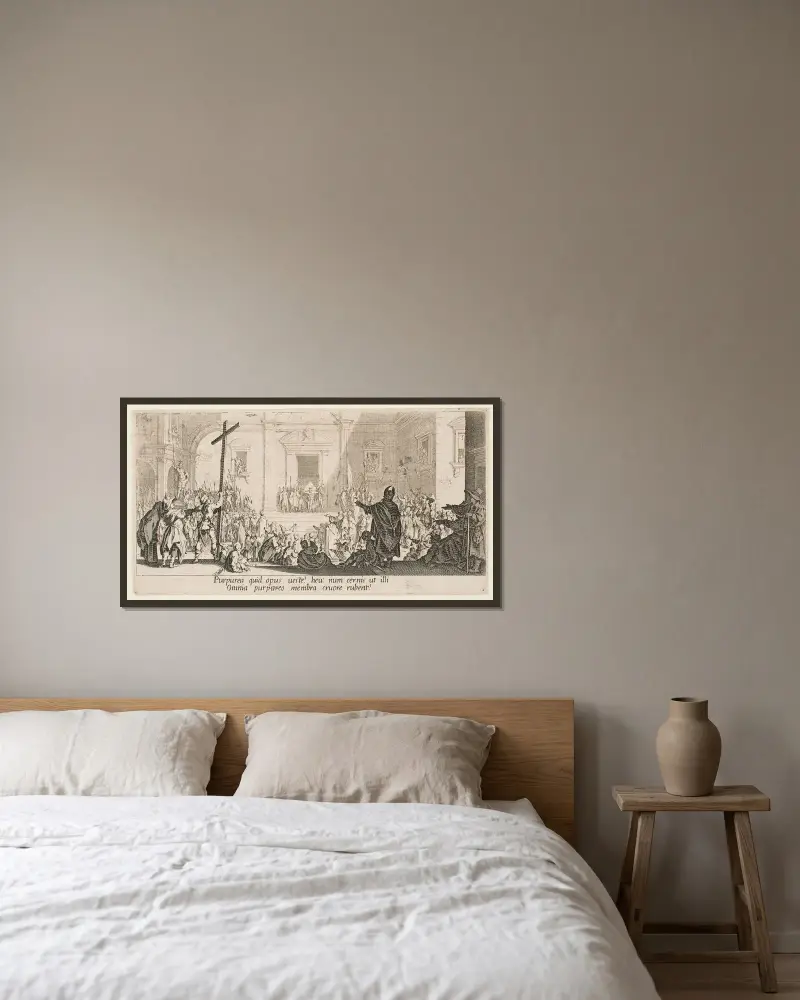 Kristus visas för folket av Jacques Callot inramad på en vägg