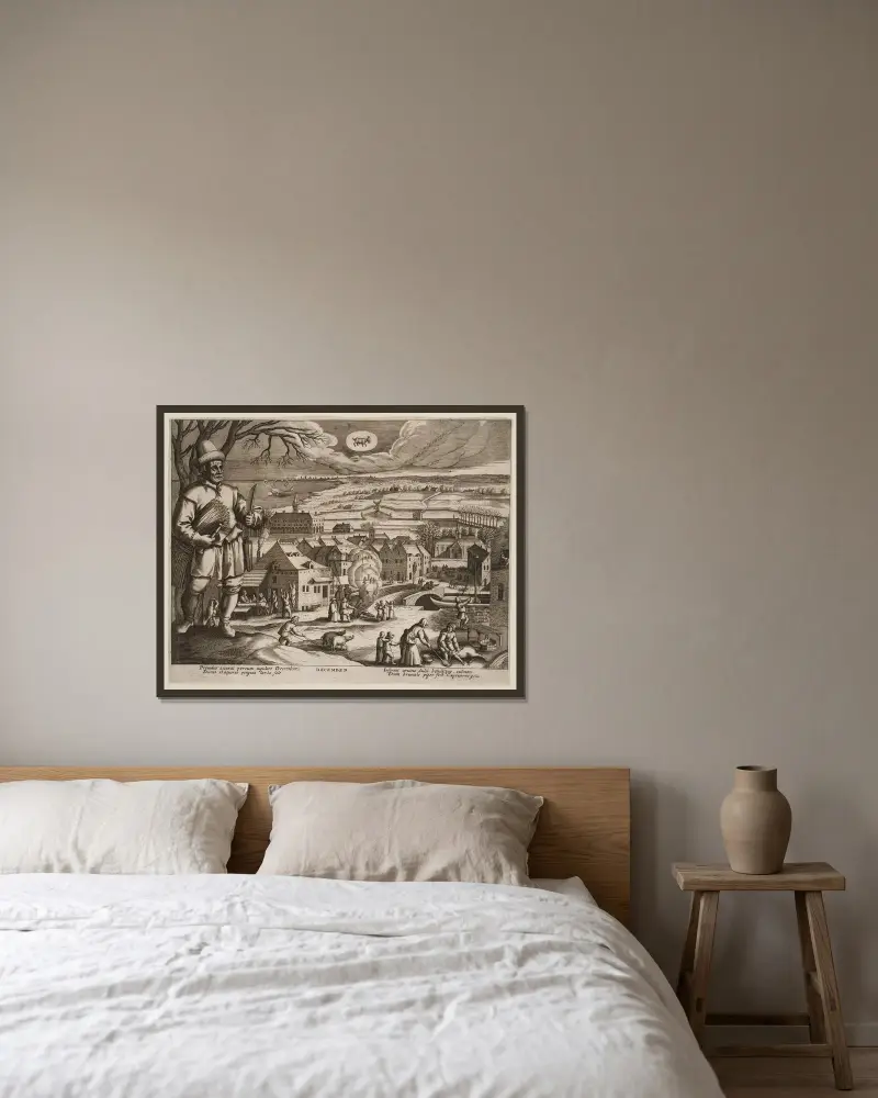 December av Jacques Callot inramad på en vägg