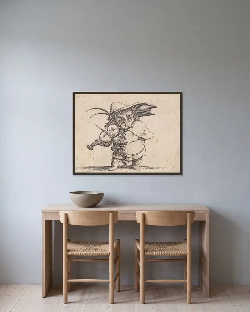 Skrzypek, Jacques Callot w ramie na ścianie