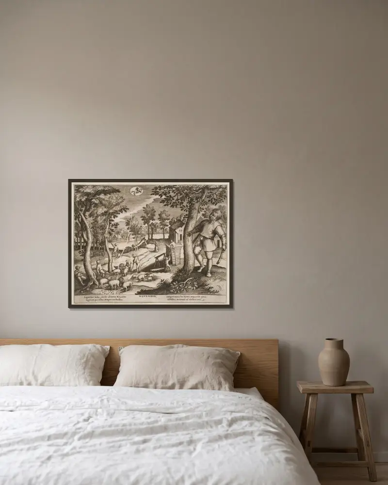 November av Jacques Callot inramad på en vägg