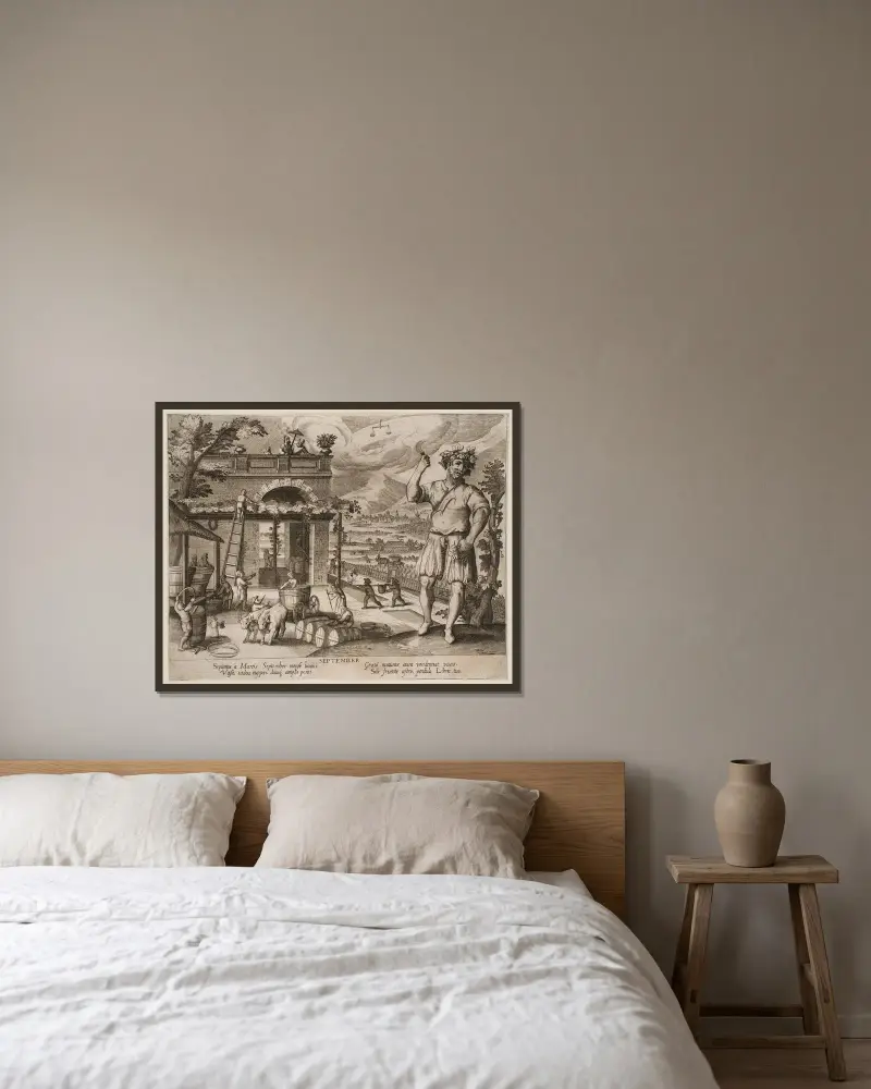 September av Jacques Callot inramad på en vägg