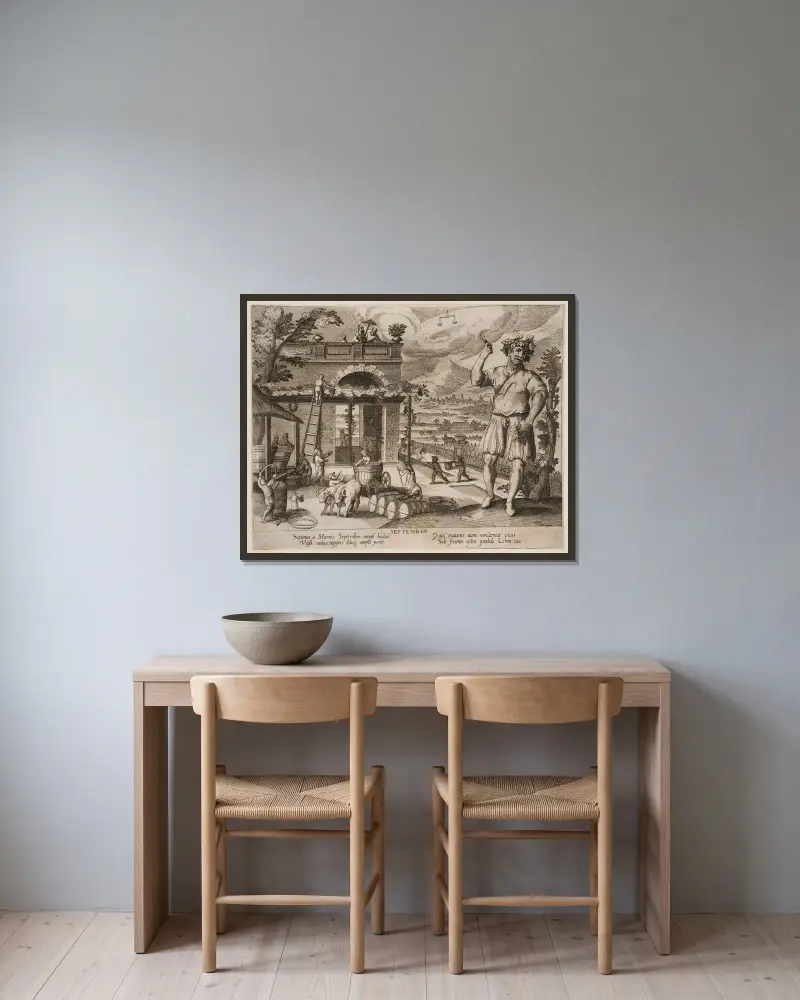 September av Jacques Callot inramad på en vägg