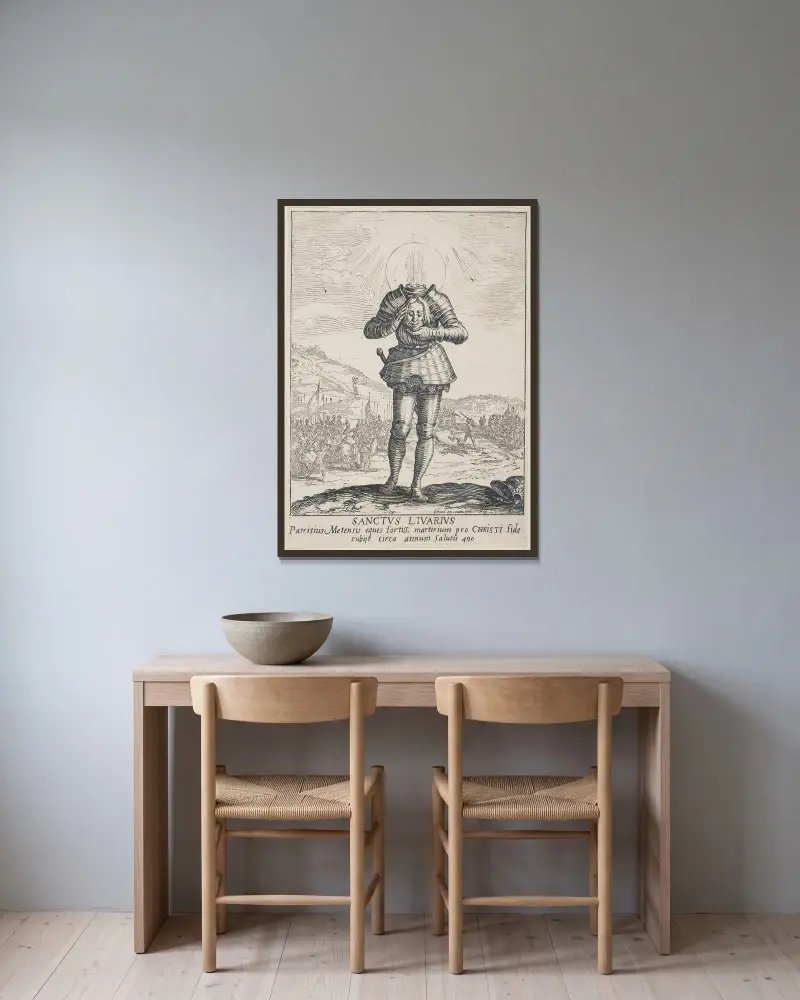 St. Livier von Jacques Callot gerahmt an einer Wand