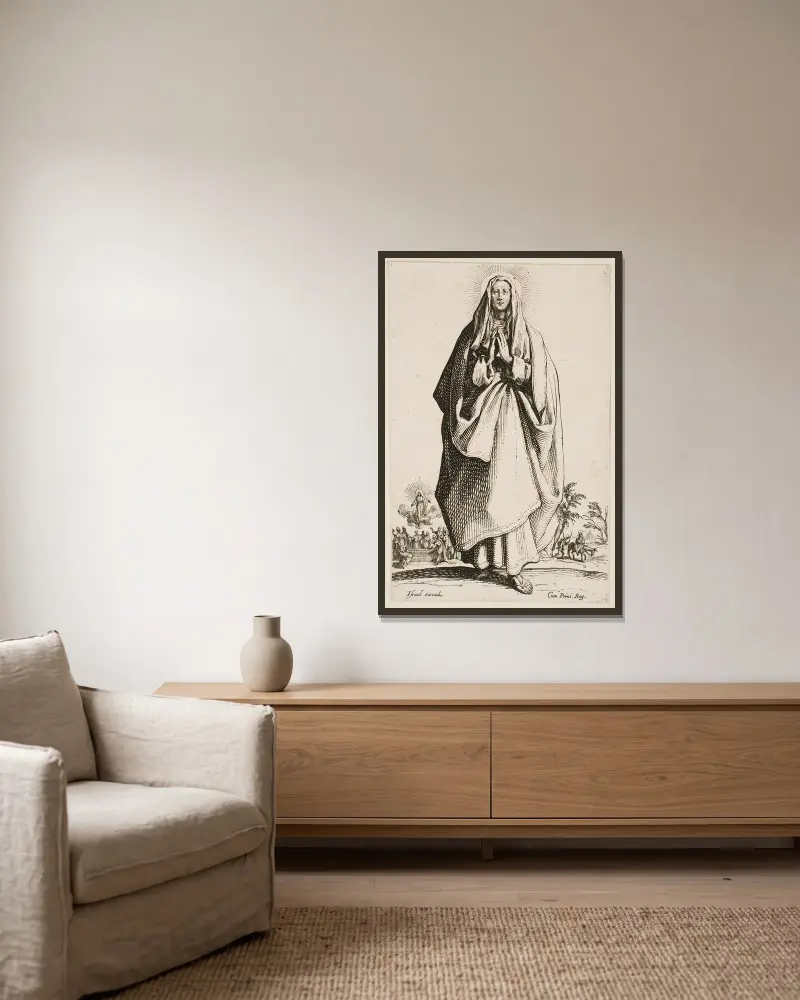 The Blessed Virgin Mary von Jacques Callot gerahmt an einer Wand