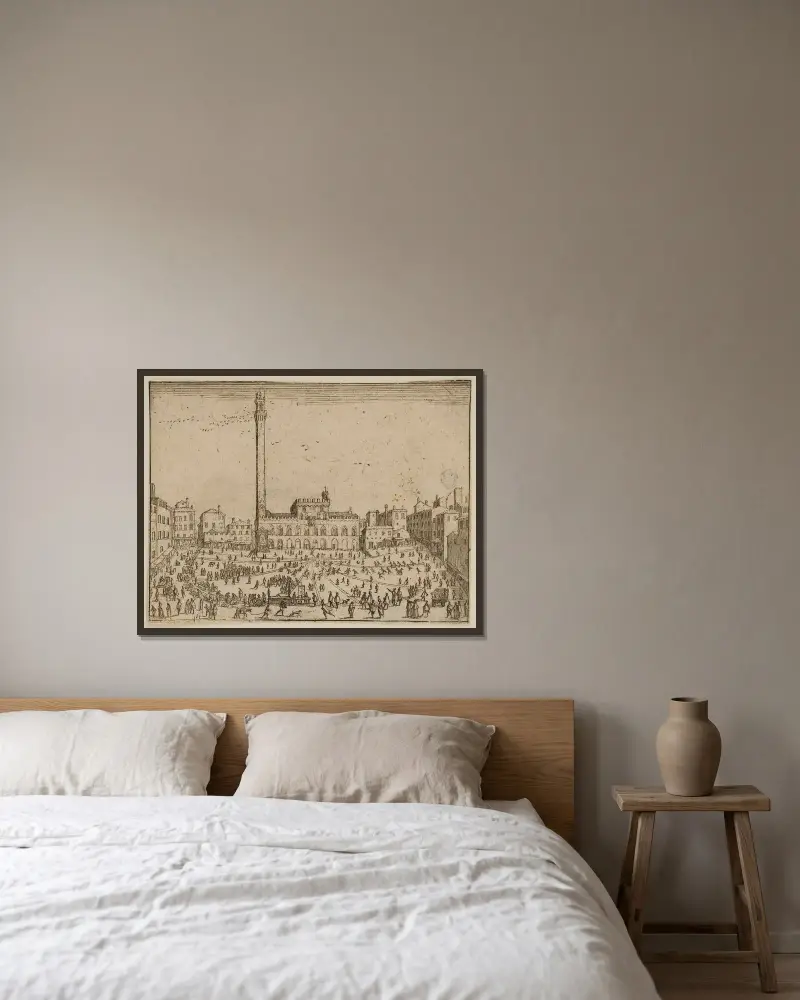 Det lilla torget i Siena av Jacques Callot inramad på en vägg