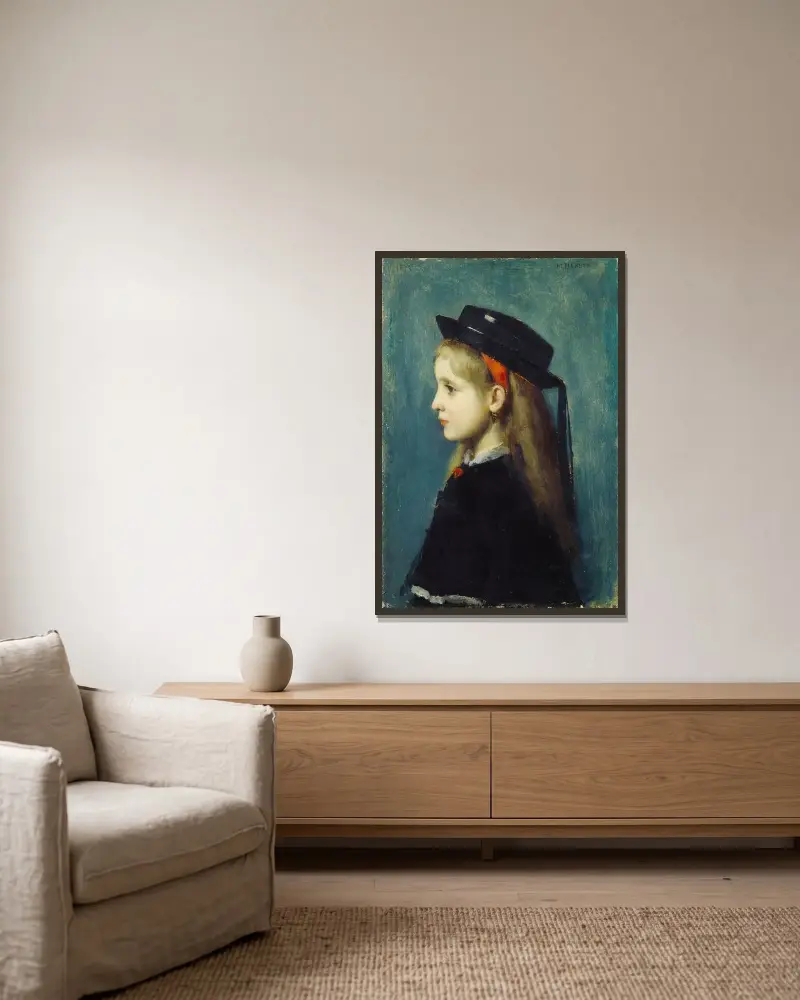 Alsatian Girl av Jean-Jacques Henner inramad på en vägg
