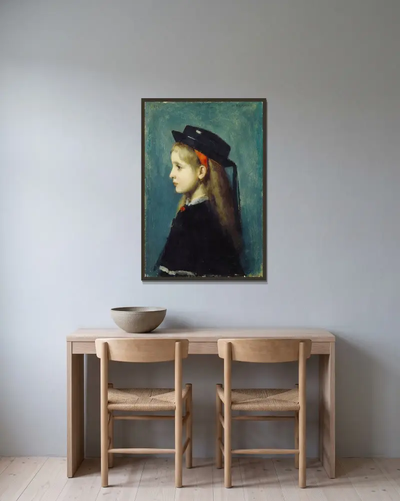 Alsatian Girl av Jean-Jacques Henner inramad på en vägg
