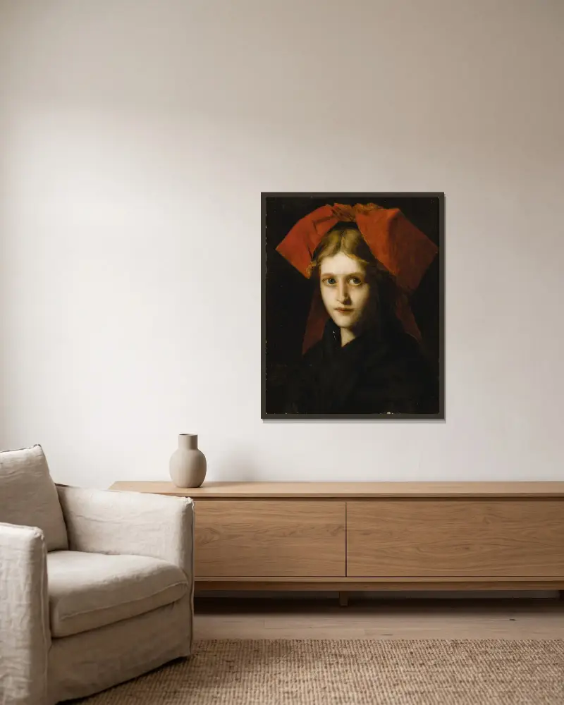 Ung kvinna från Alsace av Jean-Jacques Henner inramad på en vägg