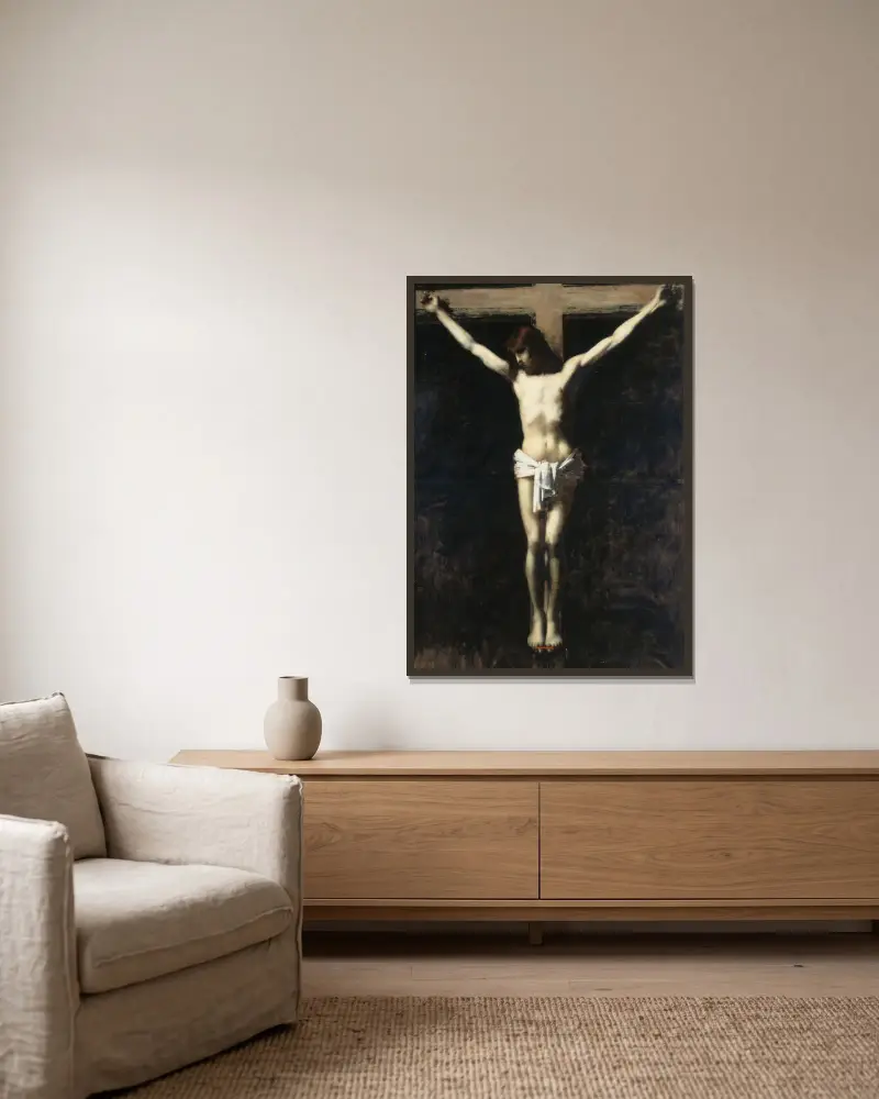 Kristus na kříži, Jean-Jacques Henner v rámu na stěně