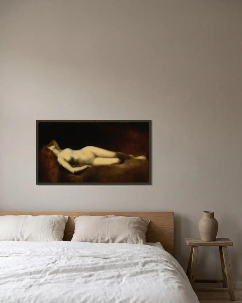 Sovande kvinna av Jean-Jacques Henner inramad på en vägg
