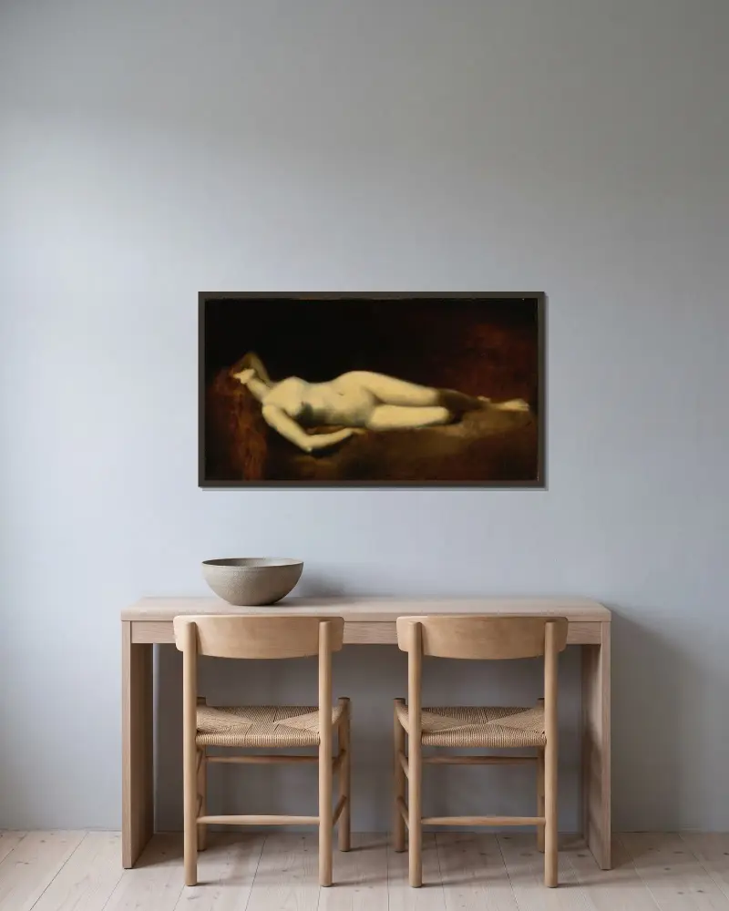 Sovande kvinna av Jean-Jacques Henner inramad på en vägg